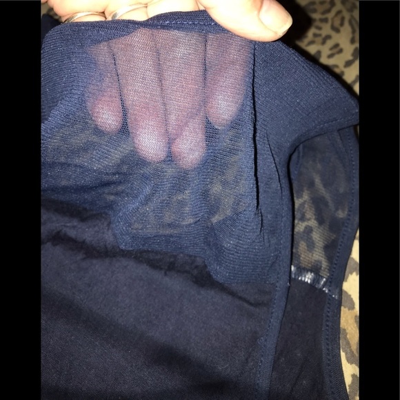 INC International Concepts large Navy  studded tank top  silver sheer shoulder - Picture 3 of 9